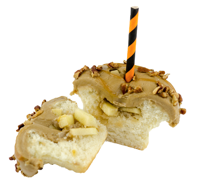 We bake our cupcakes fresh daily. (Shown: Caramel Apple Cupcake cupcakes.)